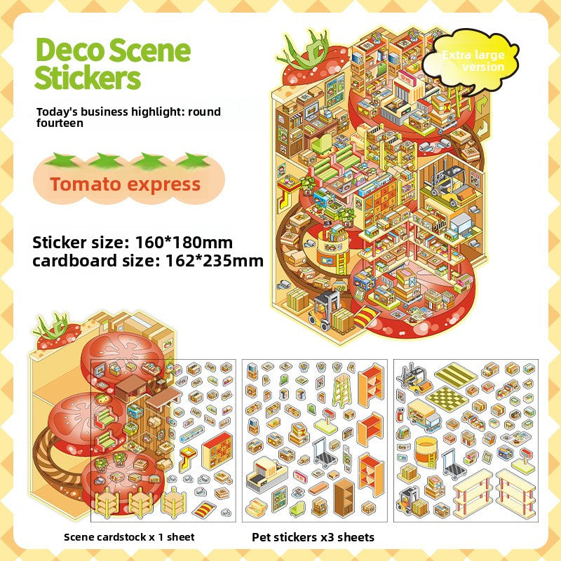 Today's Business 3D DIY Miniature Scences Sticker 14 Lovely Miniature Stickers