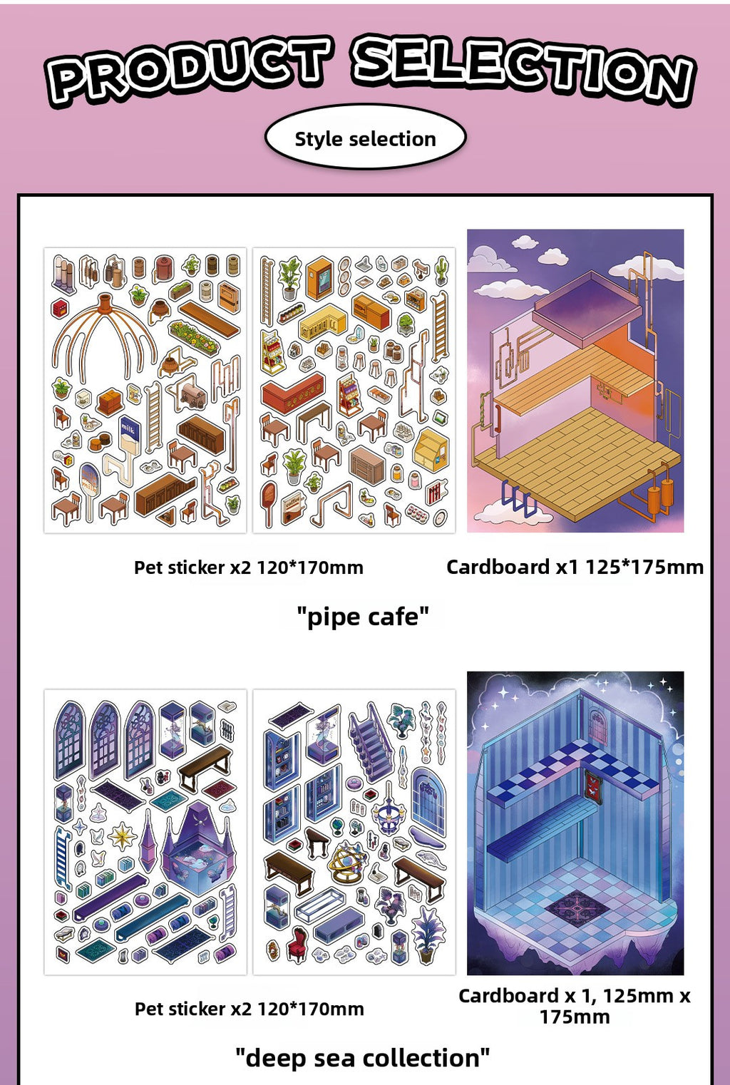 Today's Business 3D DIY Miniature Scences Sticker 16 Lovely Miniature Stickers