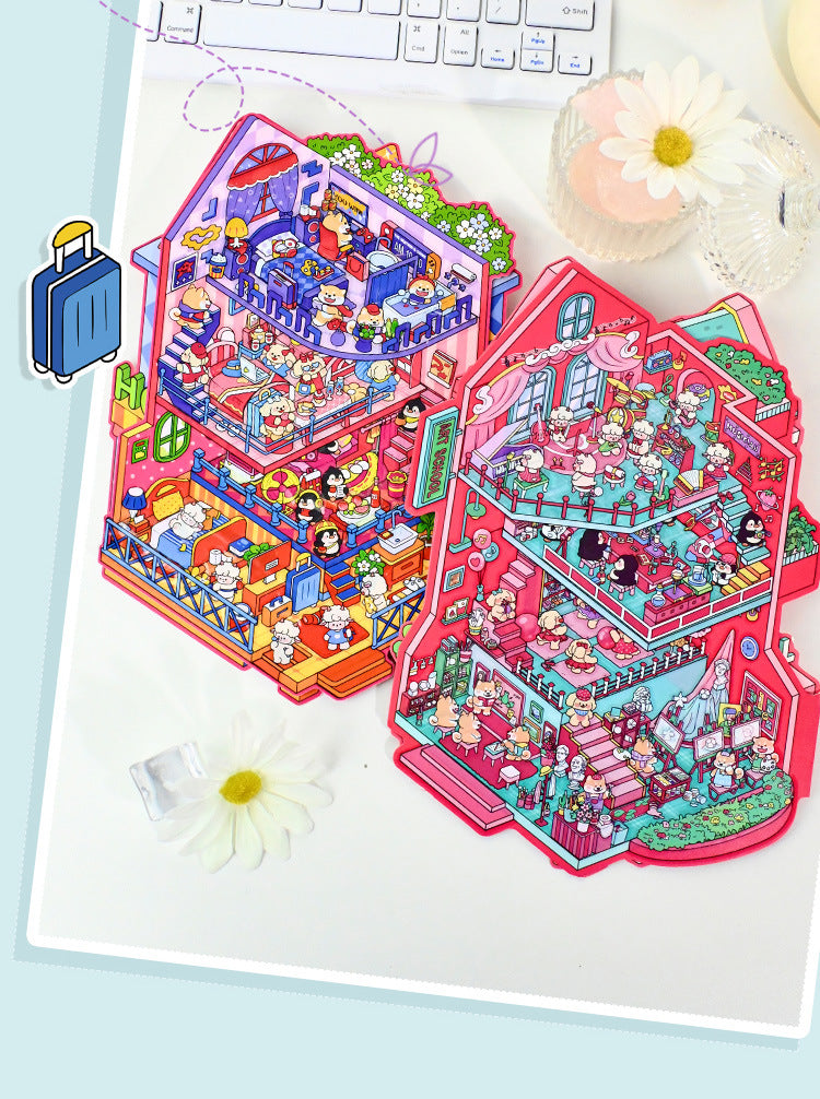 Large Version 6.0 Flip Cover 3D Landscape Stickers Cute DIY Stress Relief Miniature Scene Journal Stickers