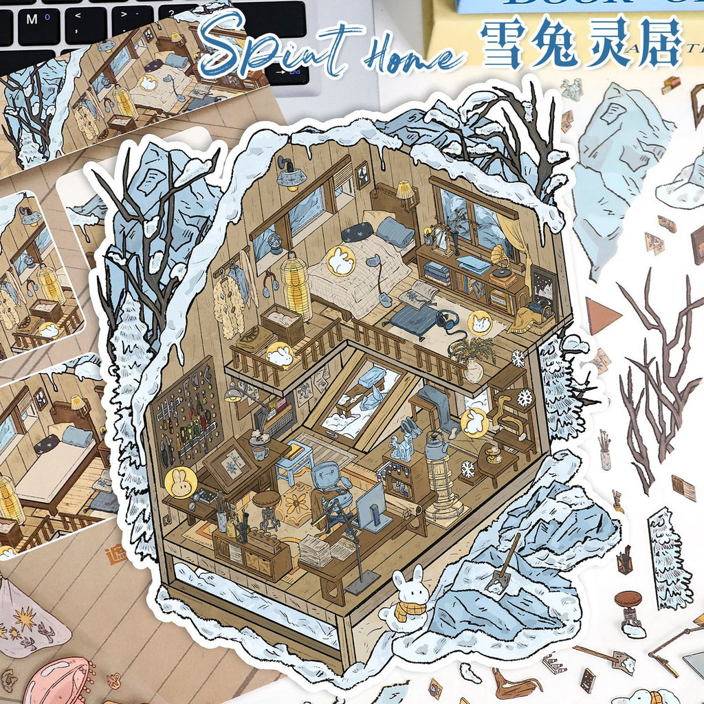 Scenery Stickers Retro Scene Stickers 85.0 Creative 3D Miniature Scene Stickers Stress Relief Journal Stickers