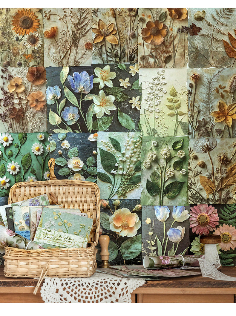 Vintage Embossed Plant Material Paper Floral Journal DIY Background Paper