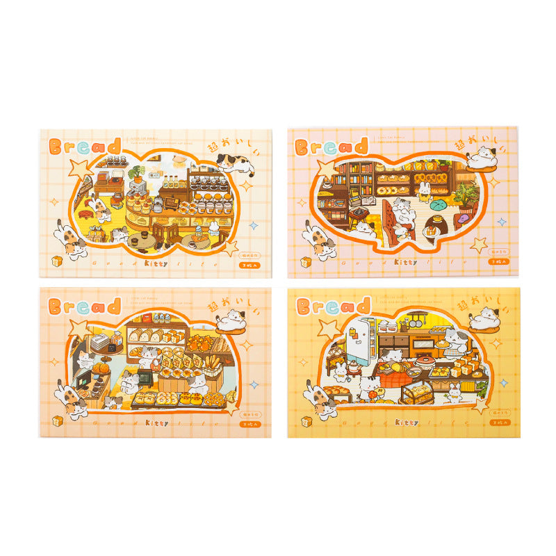 Little Cat Bakery Workshop Series Cartoon Cute Pet Scenery Handmade Journal DIY Decoration Stickers