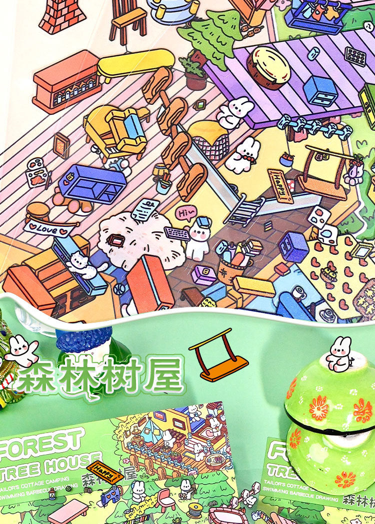 Extra Large Version 1.0 Miniature Scene Stickers 3D Landscaping Stress Relief DIY Miniature House Stickers