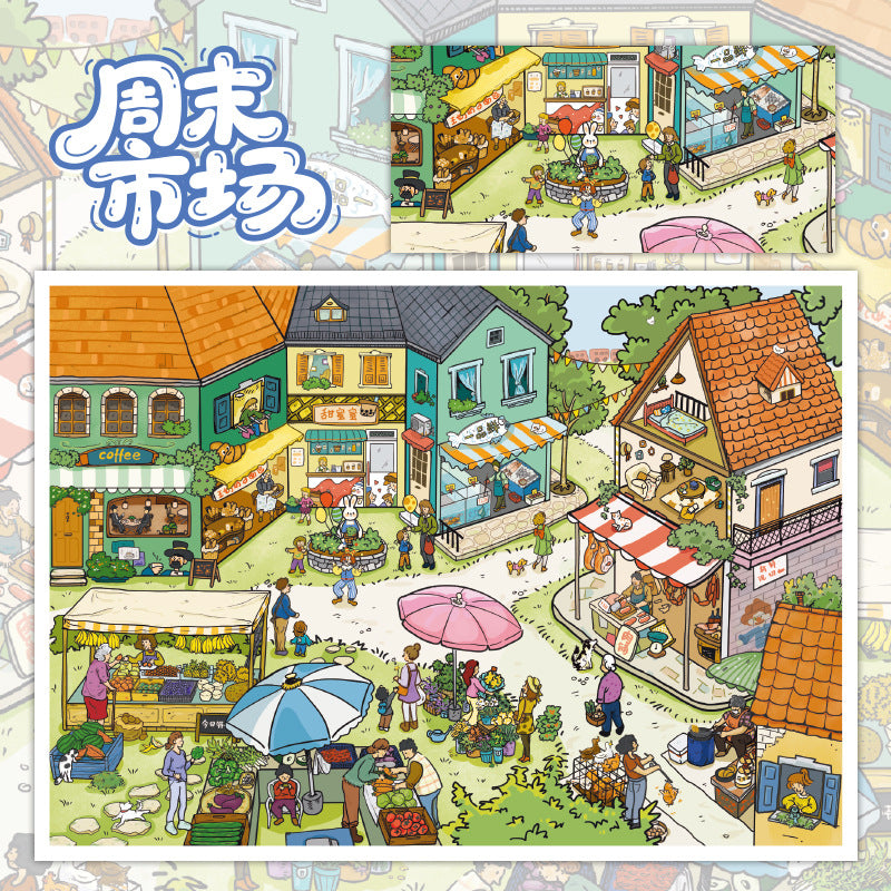 Carmel Town 3D Miniature Scene Stickers DIY Scene Journal Fun Collage