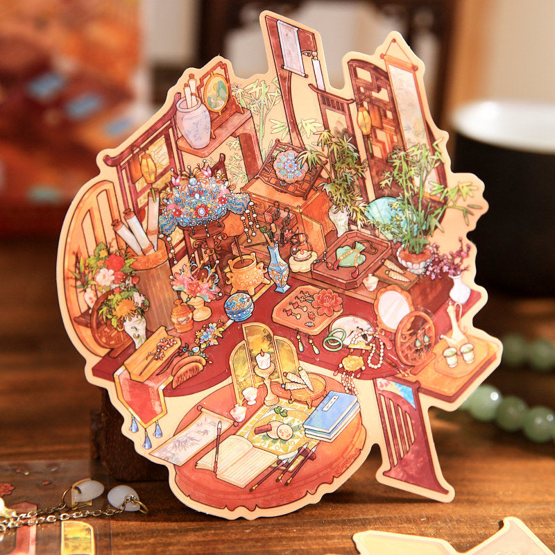 Gilded Encounter Series 3D Miniature Landscape Flat Stickers Gilded Encounter Series Cartoon Fun Stress Relief Stickers