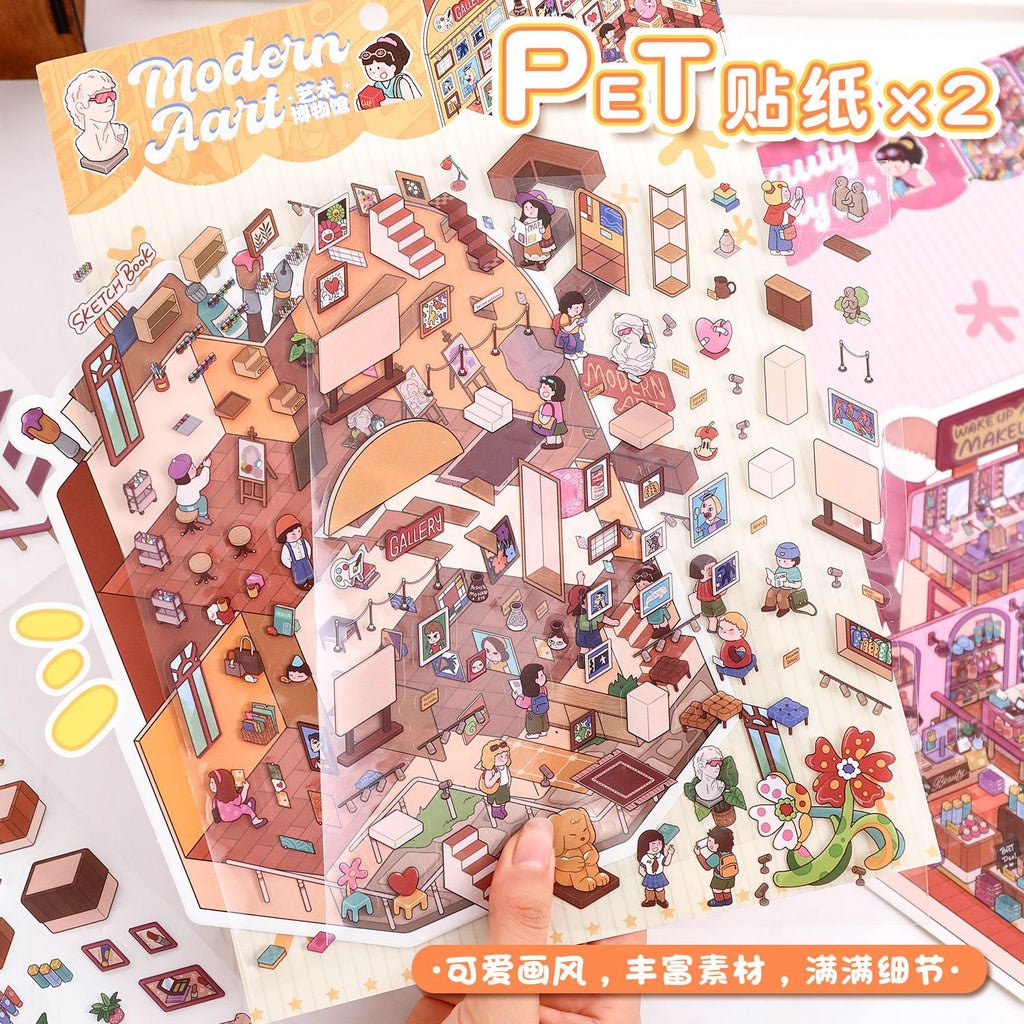 Large Scene Stickers 55.0 Collage 3D Stereoscopic Miniature Scene Stickers DIY Stress Relief Journal