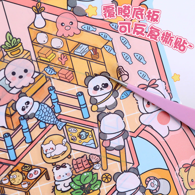 Scenery Stickers Cartoon Miniature Scenes 21.0 Collage Cute Stacked 3D Journal Decoration Stickers