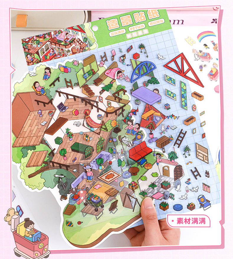 Large Edition 3D Miniature Scene Stickers 32.0  Stacking Scrapbook Stickers DIY Stickers
