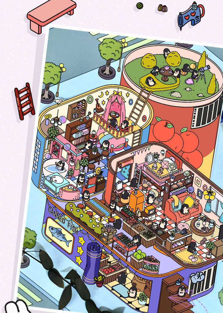 Extra Large Version 1.0 Miniature Scene Stickers 3D Landscaping Stress Relief DIY Miniature House Stickers