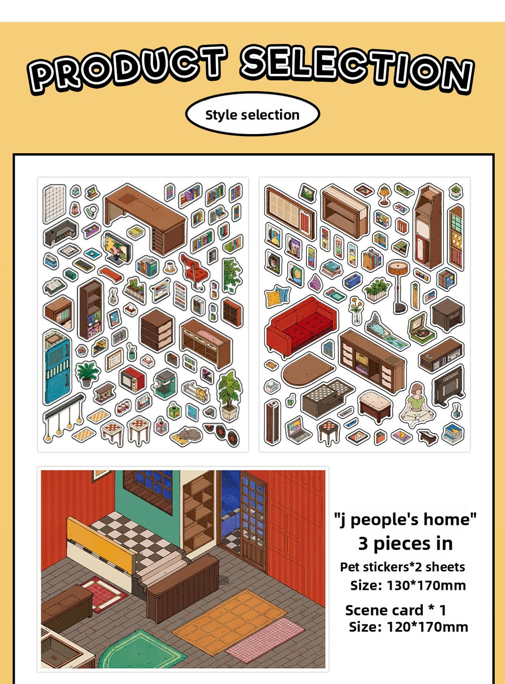 My Little House3D DIY Miniature Scences Sticker 15 Lovely Miniature Stickers