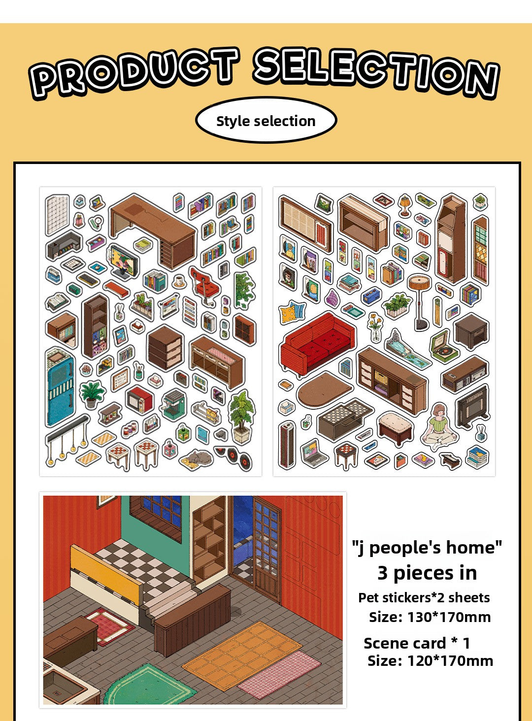 My Little House3D DIY Miniature Scences Sticker 15 Lovely Miniature Stickers