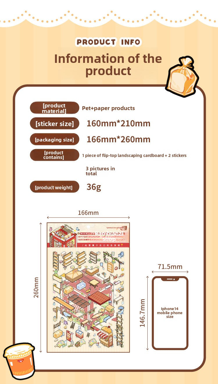 Sticker Post Miniature Landscape Stickers 3D DIY Stacking Cottage Journal Quiet Book