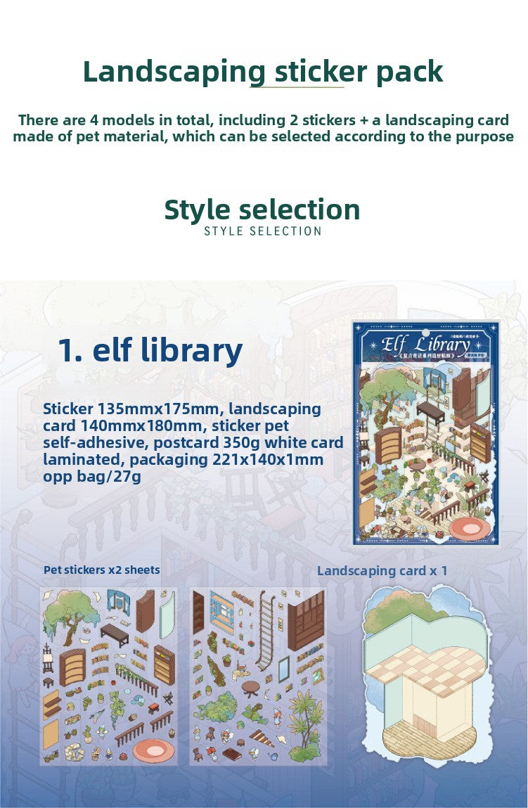 Vintage Fairy Tale Scene Stickers 3D l Cottage DIY Journal Puzzle Stickers