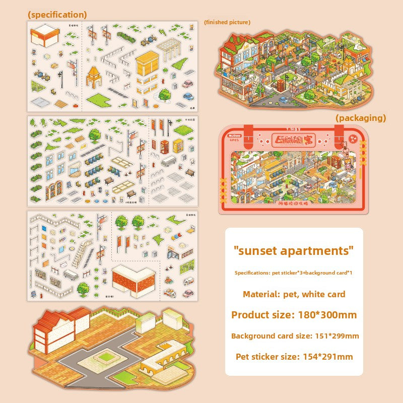 Amao Campus Guide Miniature Stickers for 3D House Journaling Quiet Book Diorama  DIY