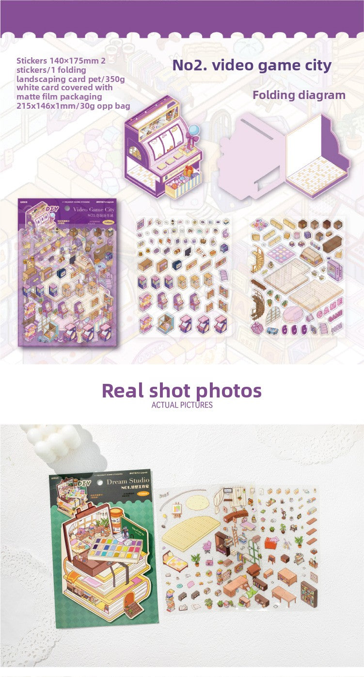 Minecraft Miniature Scene Stickers 3D Stress Relief Stickers