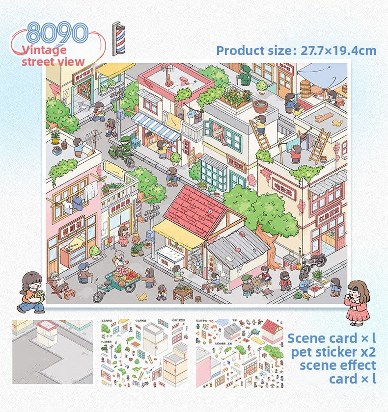 Scenery Stickers Retro Street Scene Series 113.0 Scene Stickers 3D Miniature Scene Journal Stickers