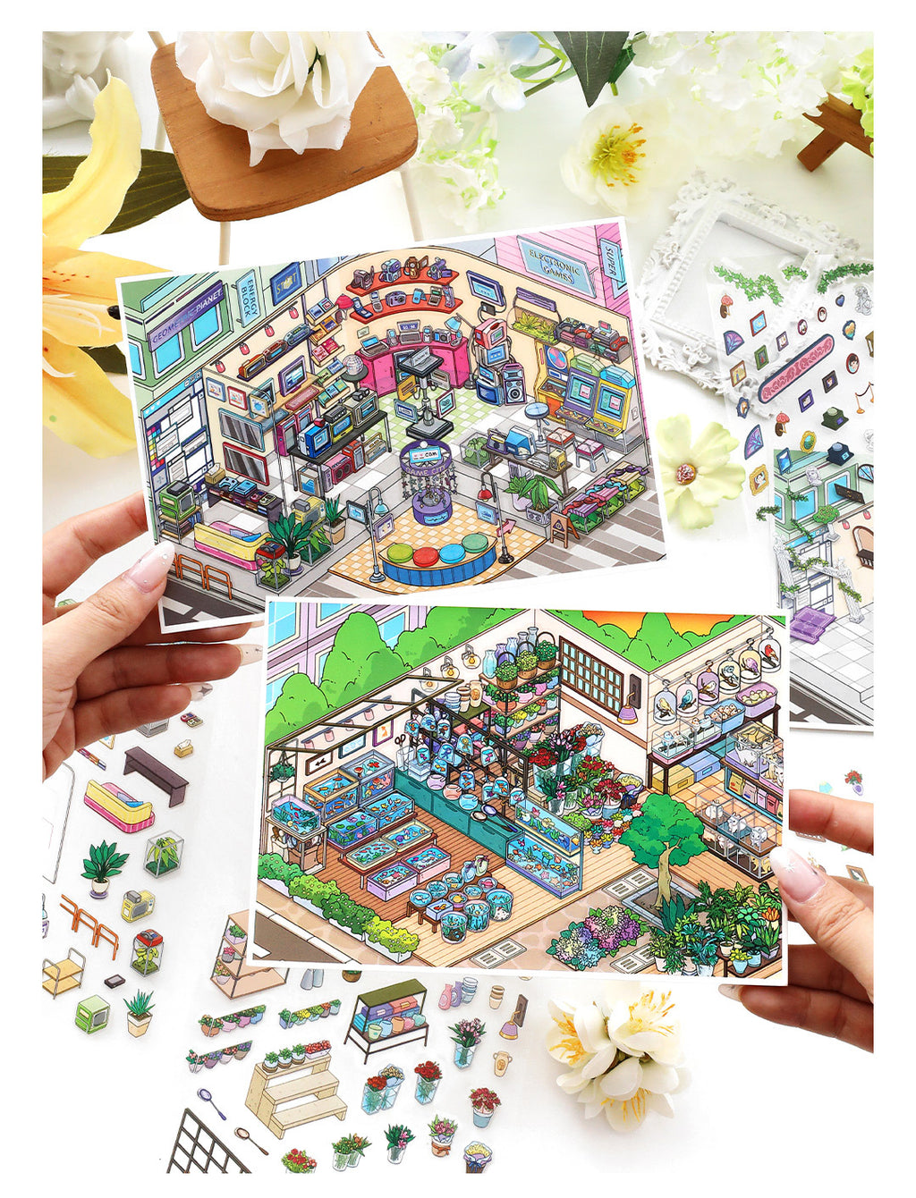 Today's Business 3D DIY Miniature Scences Sticker 28 Lovely Miniature Stickers