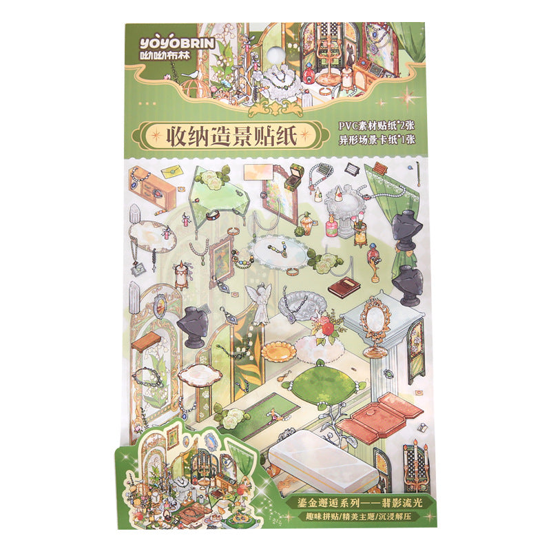Gilded Encounter Series 3D Miniature Landscape Flat Stickers Gilded Encounter Series Cartoon Fun Stress Relief Stickers