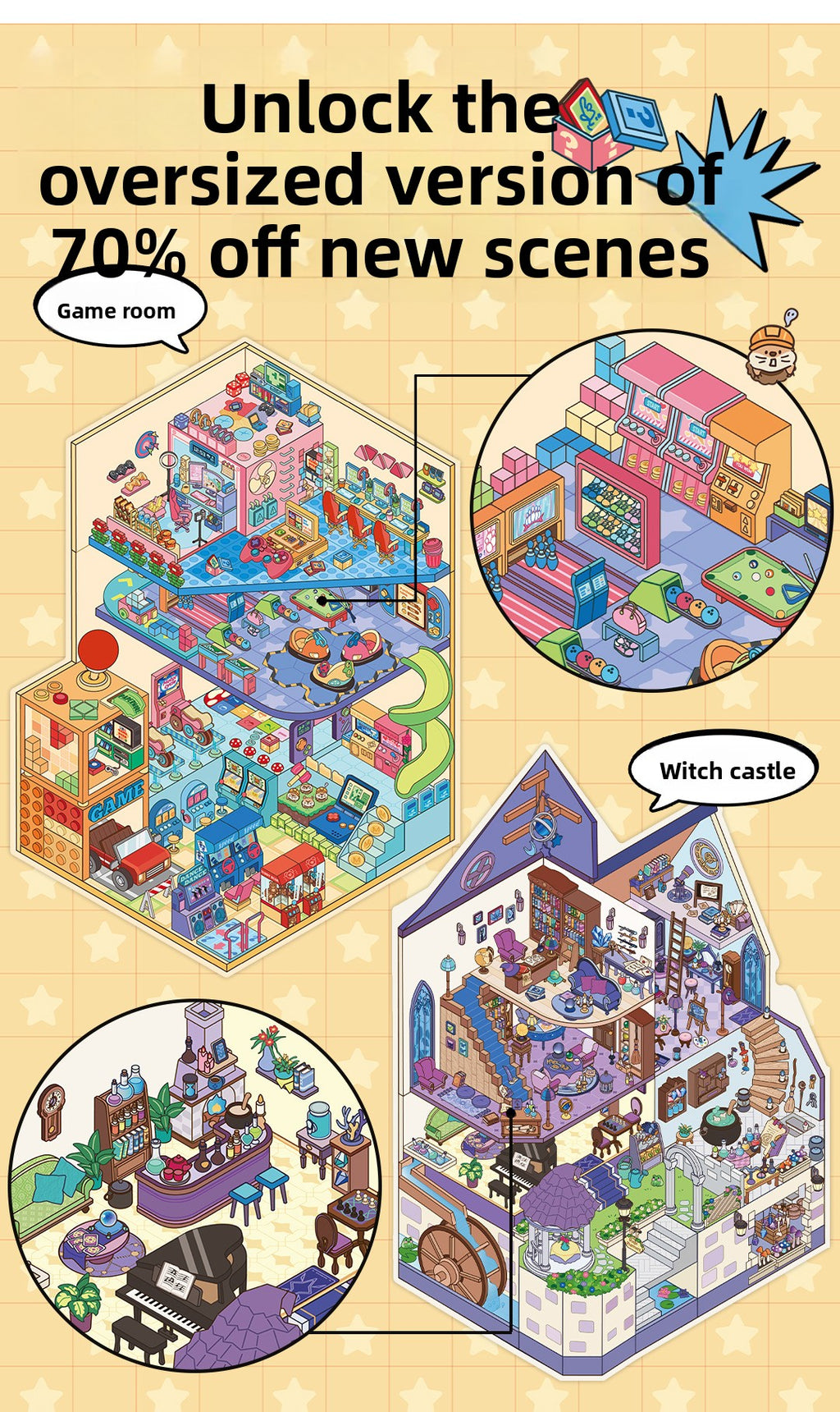 Small Corner 4 Miniature Landscape Stickers Creative Stress Relief Scene Stickers