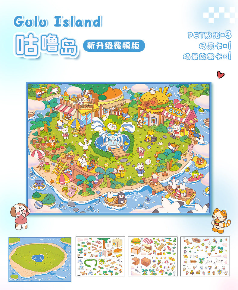 Cute 3D Miniature Scene Stickers 38.0 Large Size Stackable Stress Relief Stickers for Journaling