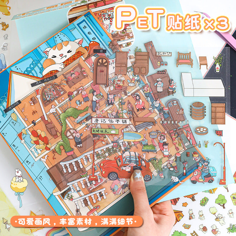 Cute Large 37.0 Miniature Scene Stickers 3D DIY Scrapbook Stress Relief Toy