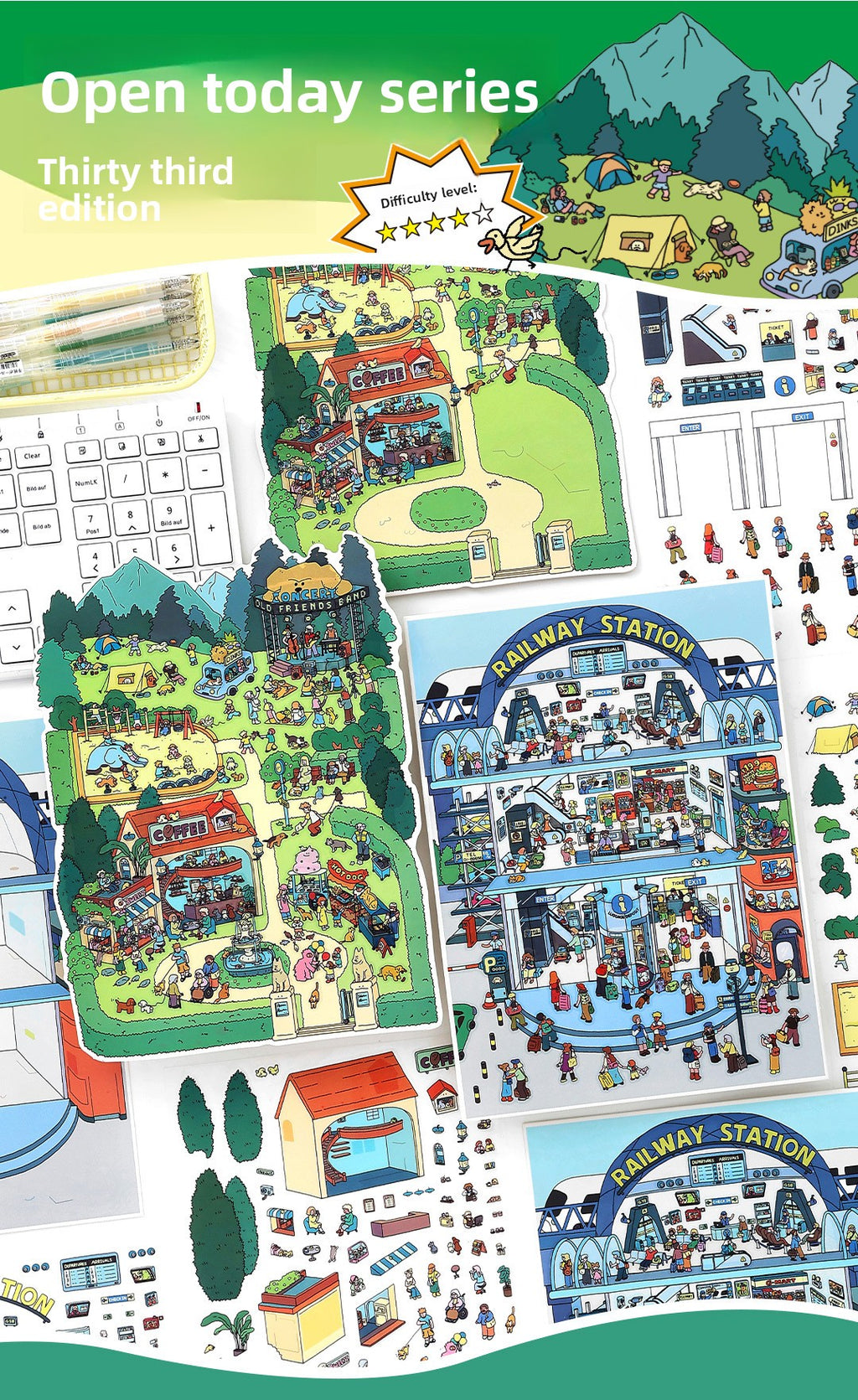 Today's Business 3D DIY Miniature Scences Sticker 30 Lovely Miniature Stickers