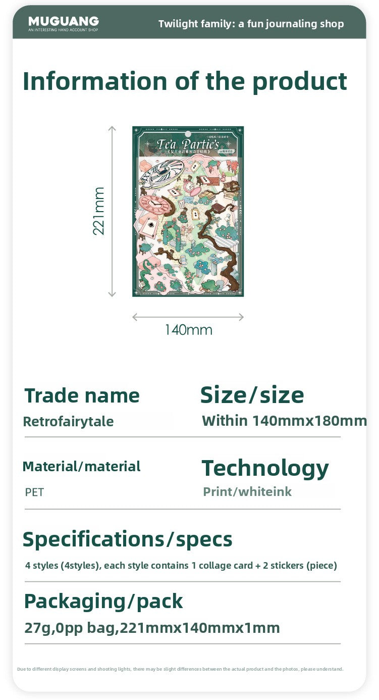 Vintage Fairy Tale Scene Stickers 3D l Cottage DIY Journal Puzzle Stickers