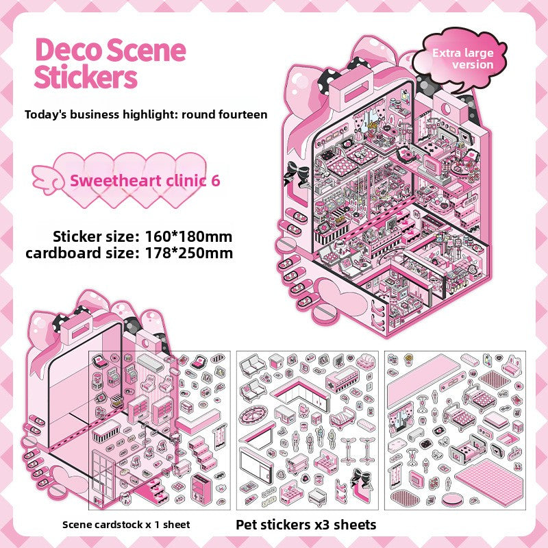 Today's Business 3D DIY Miniature Scences Sticker 14 Lovely Miniature Stickers