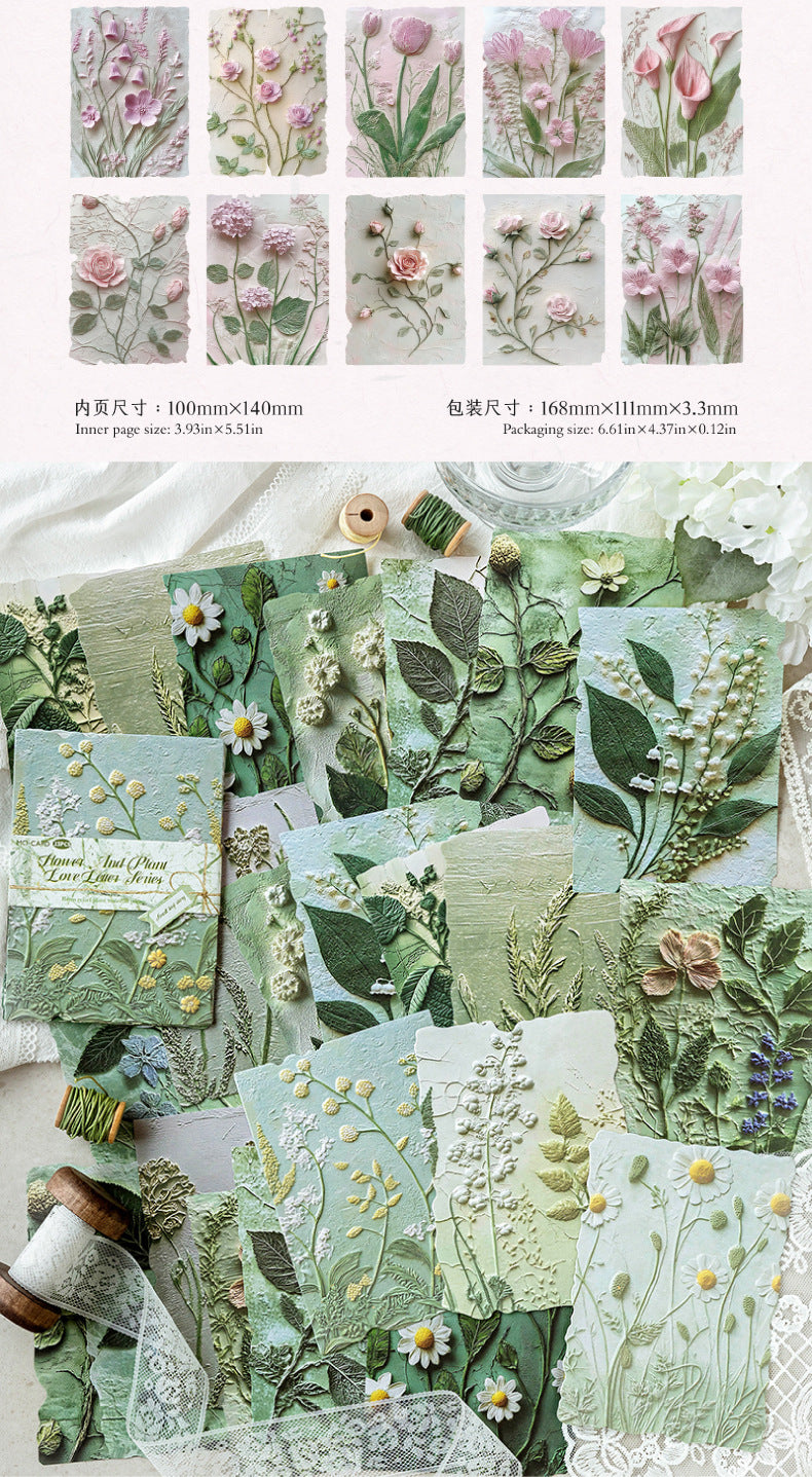 Vintage Embossed Plant Material Paper Floral Journal DIY Background Paper