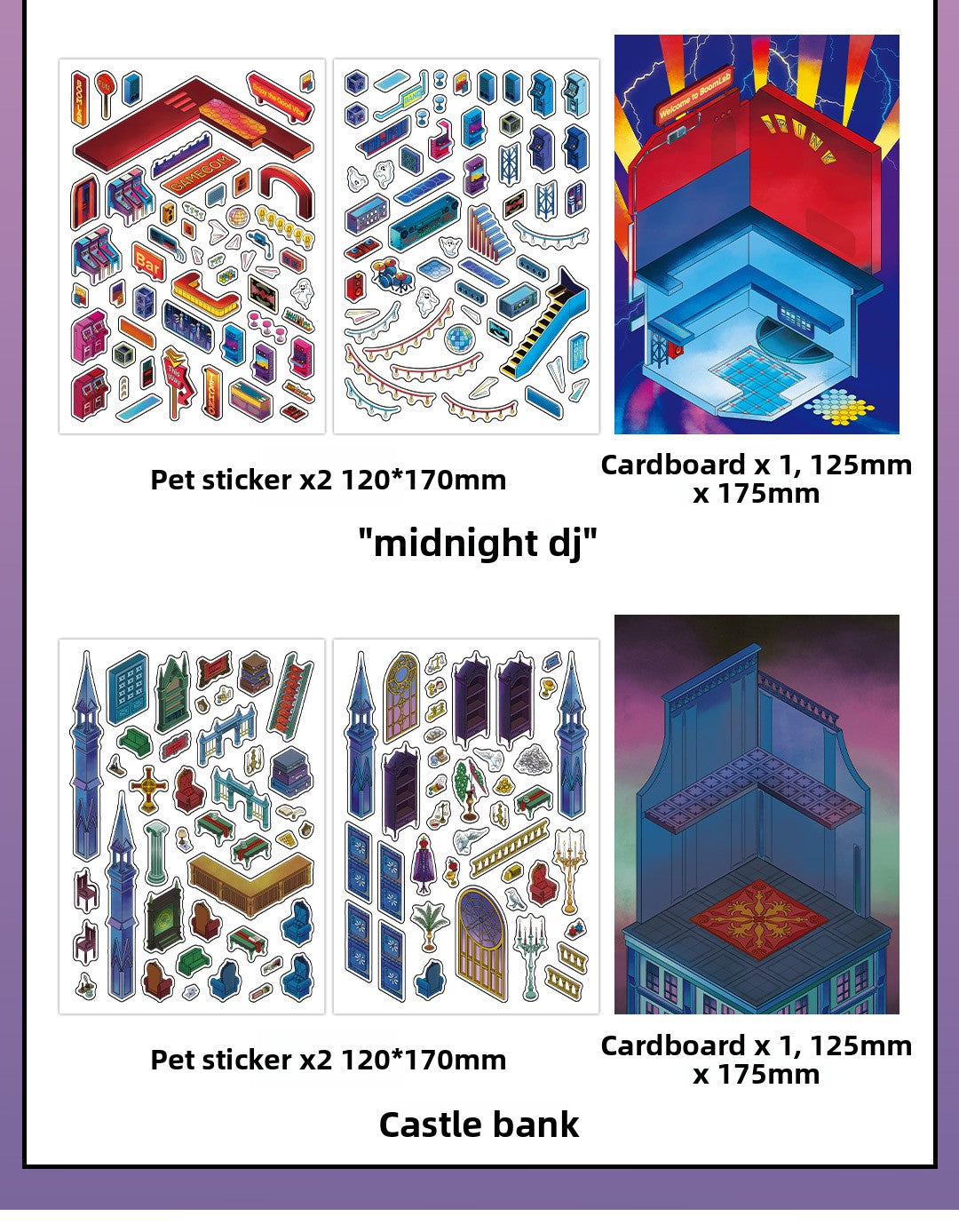 Today's Business 3D DIY Miniature Scences Sticker 16 Lovely Miniature Stickers