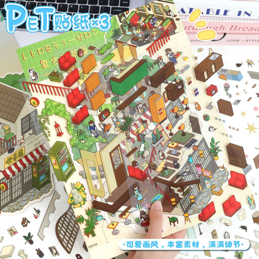 Scenery Stickers Flip-Style Scene 89.0 Scene Stickers 3D Miniature Scene Collage Stress Relief Journal Stickers