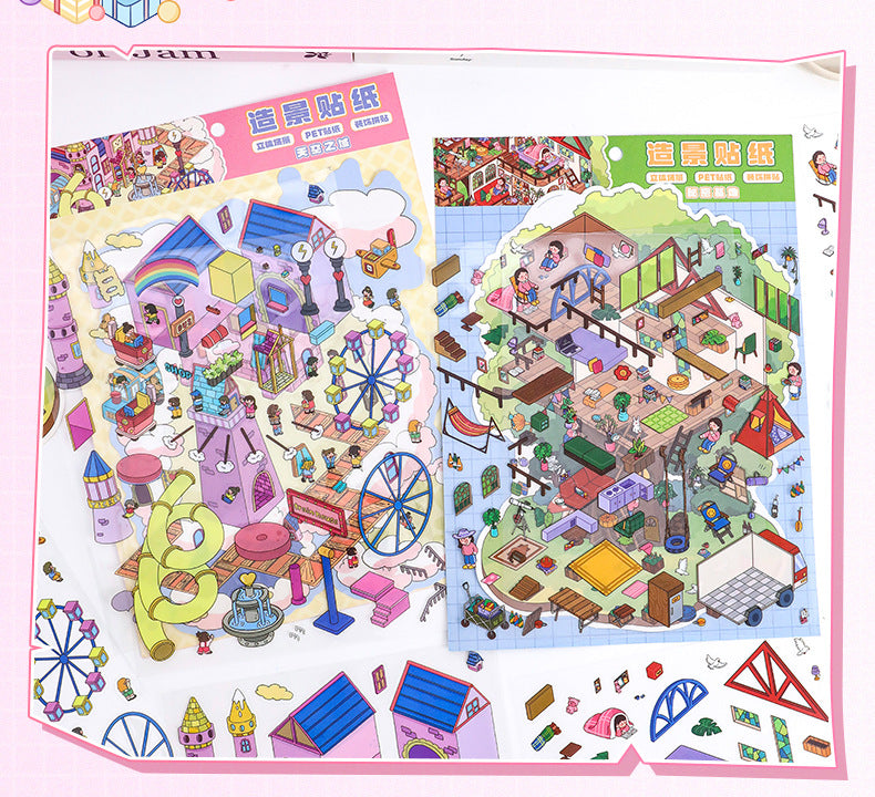 Large Edition 3D Miniature Scene Stickers 32.0  Stacking Scrapbook Stickers DIY Stickers