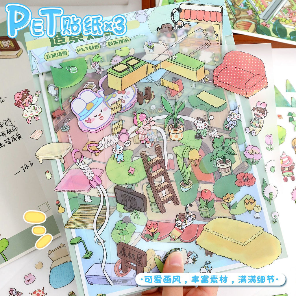 Cute Scenery Stickers 79.0 Scene Stickers 3D Relief Stickers DIY Journal Stickers Decals