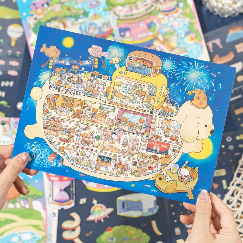 Fun World 6.0 Large Scenery Stickers Miniature Scene 3D House Scrapbook