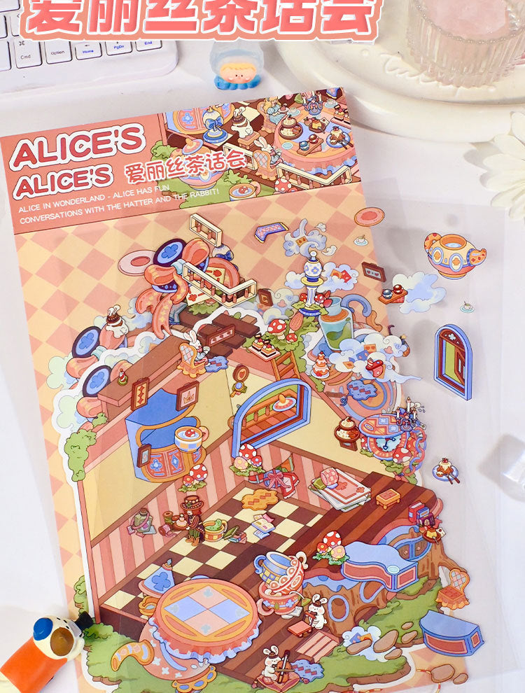 Large Edition 11.0 Alice Series Scenery Stickers 3D Stickers Cute Stress Relief