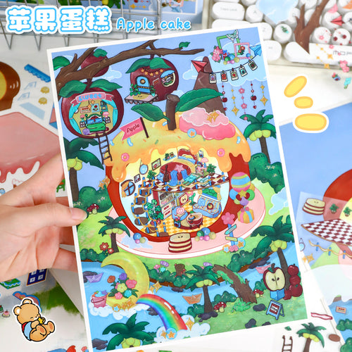 Decorative Stickers Cake Series 83.0 Scene Stickers 3D Miniature Scene Stickers Journal Stickers