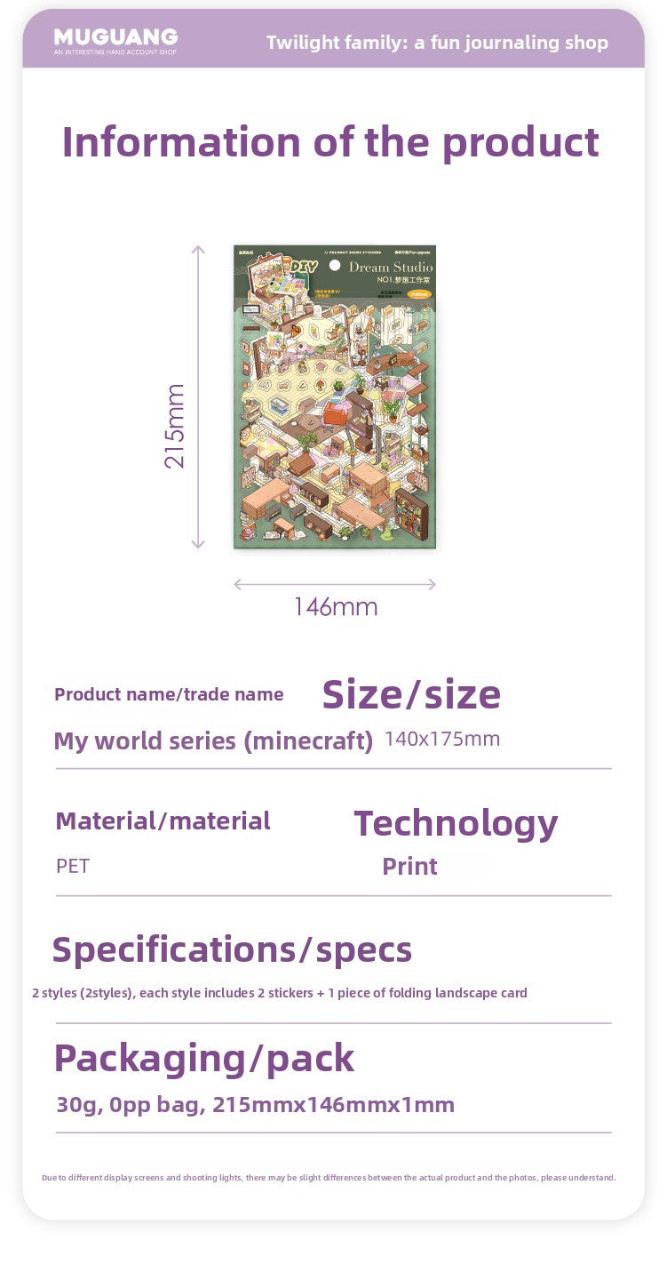 Minecraft Miniature Scene Stickers 3D Stress Relief Stickers