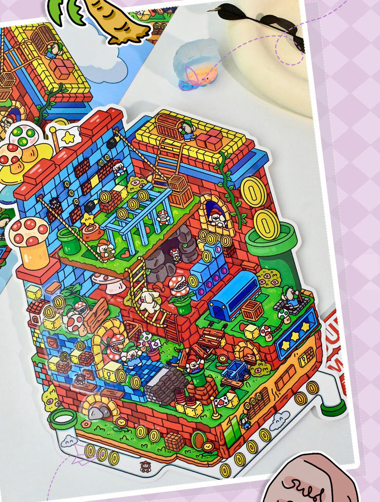 Large Edition 9.0 Game Series Scenery Stickers Mini Stress Relief DIY 3D Stickers