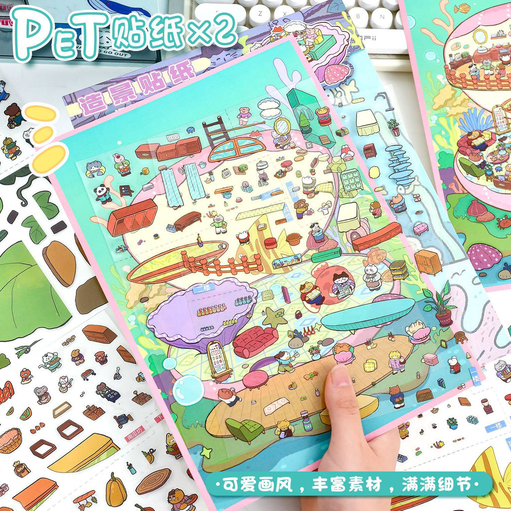 Cute Scene Stickers 56.0 Collage Large 3D Miniature Scene Stickers for Journaling