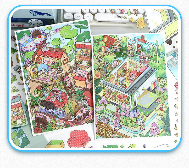 Cute Scenery Stickers 79.0 Scene Stickers 3D Relief Stickers DIY Journal Stickers Decals