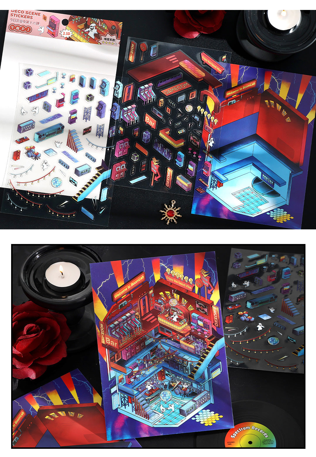 Today's Business 3D DIY Miniature Scences Sticker 16 Lovely Miniature Stickers