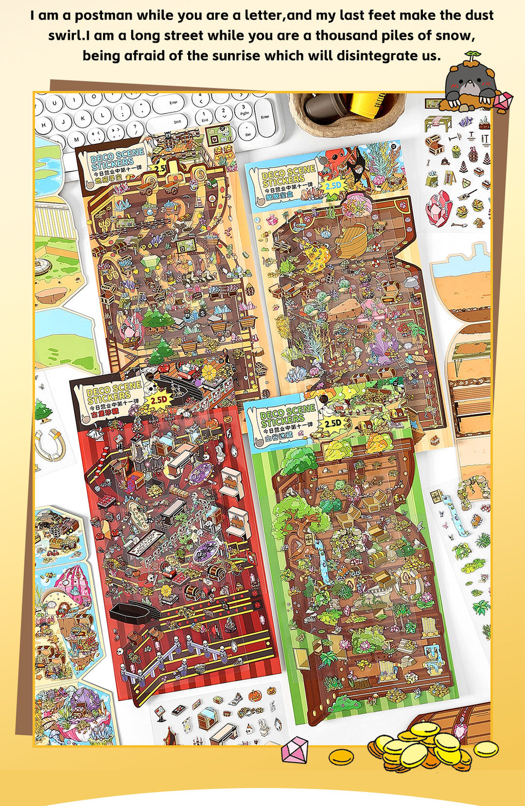 Today's Business 3D DIY Miniature Scences Sticker 11 Lovely Miniature Stickers