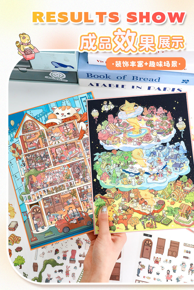 Cute Large 37.0 Miniature Scene Stickers 3D DIY Scrapbook Stress Relief Toy