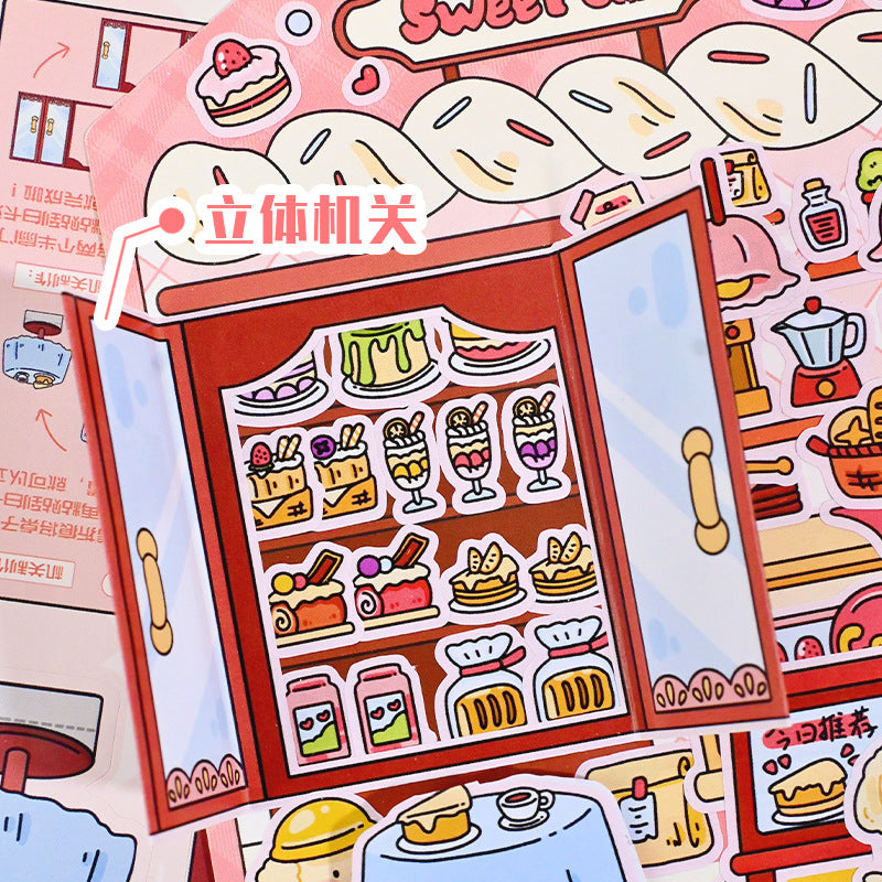 Landscape Street Scene Mechanism Stickers New Cute Scene Stickers High-Value Girl Stress Relief DIY