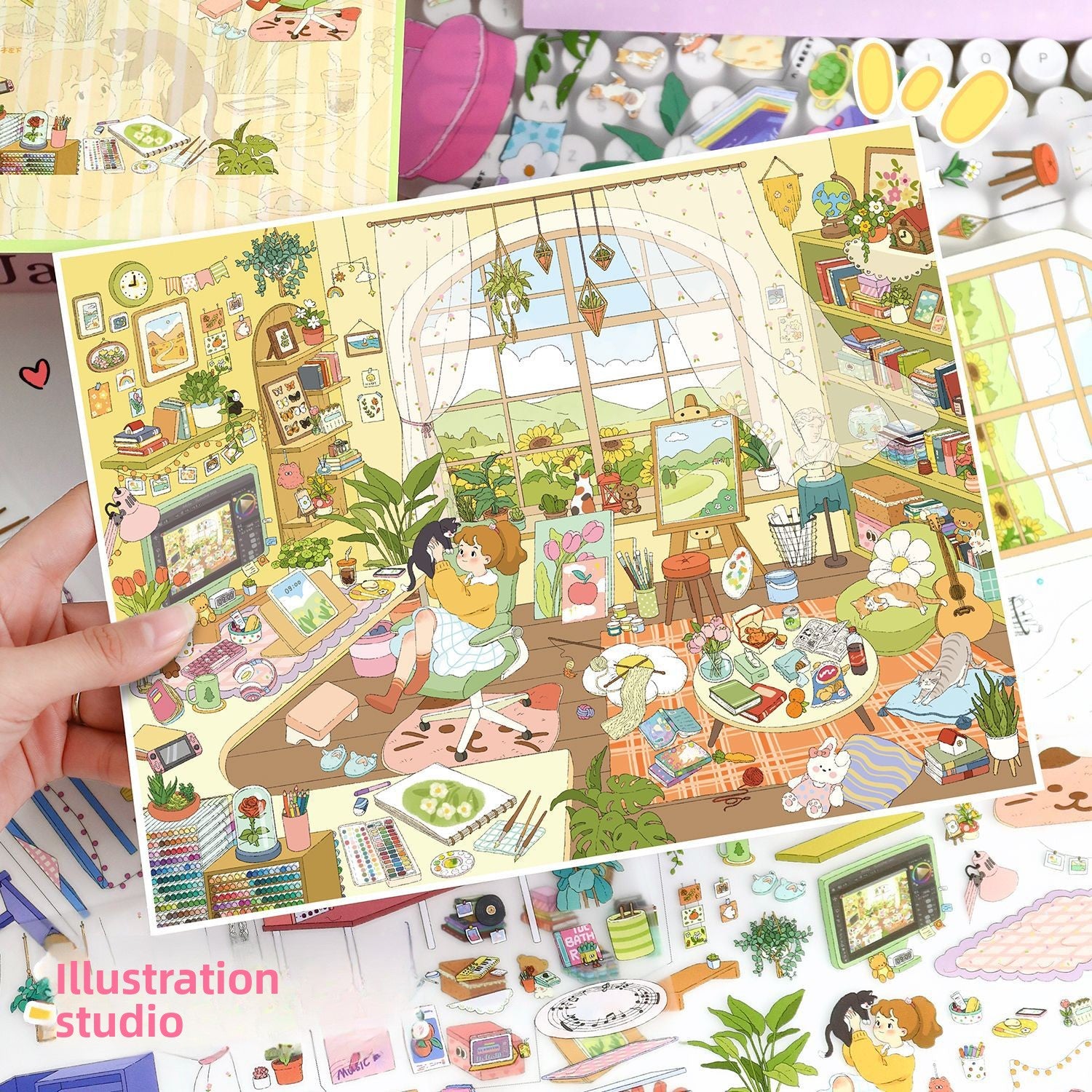 Large Touch Film Healing 115.0 Stickers Miniature Scene Stress Relief Journal Stickers