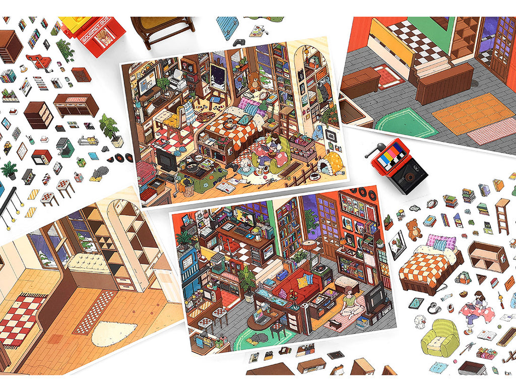 My Little House3D DIY Miniature Scences Sticker 15 Lovely Miniature Stickers
