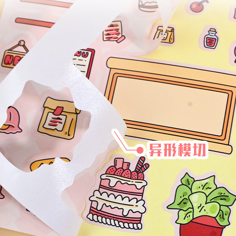 Landscape Street Scene Mechanism Stickers New Cute Scene Stickers High-Value Girl Stress Relief DIY