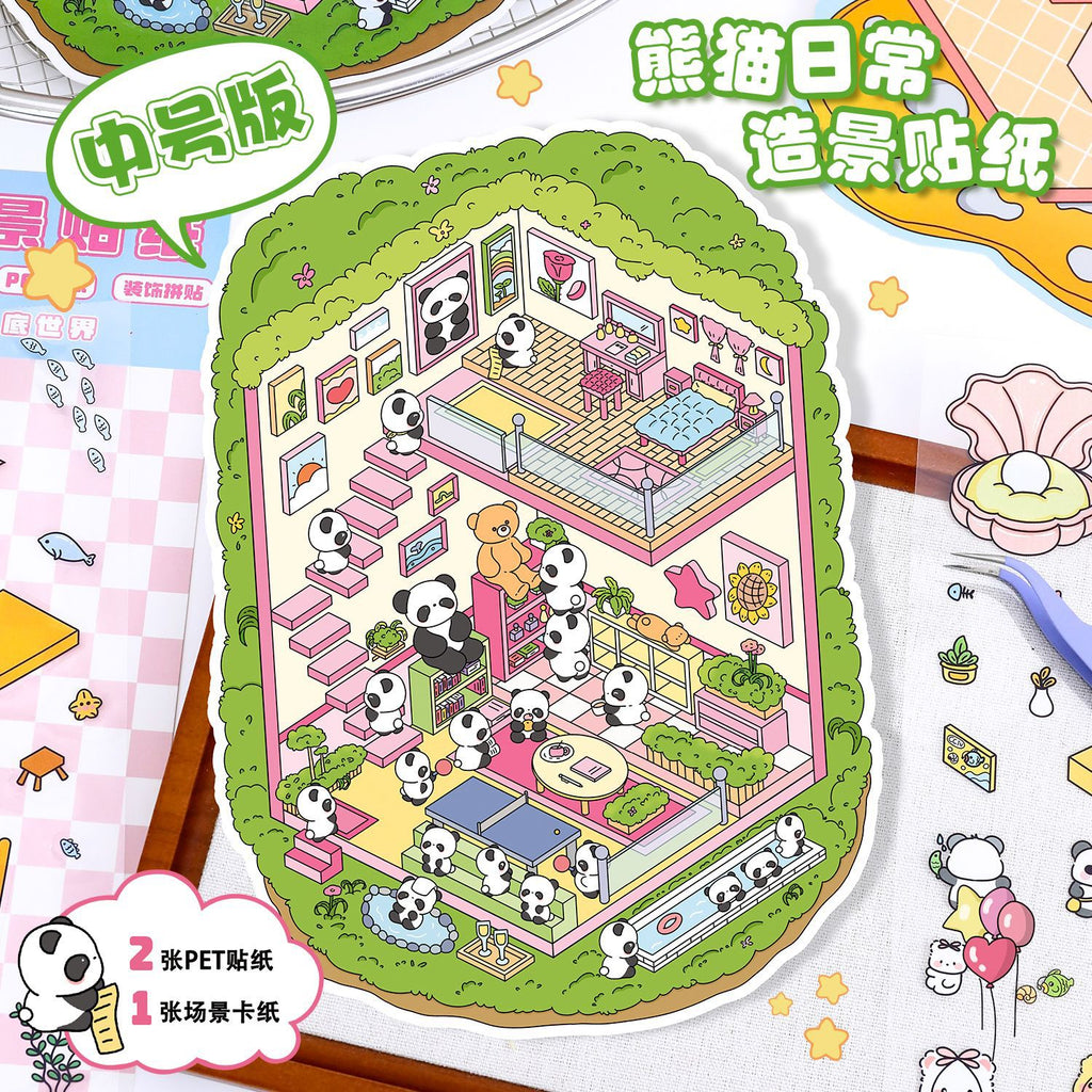 Scenery Stickers Cartoon Miniature Scenes 21.0 Collage Cute Stacked 3D Journal Decoration Stickers