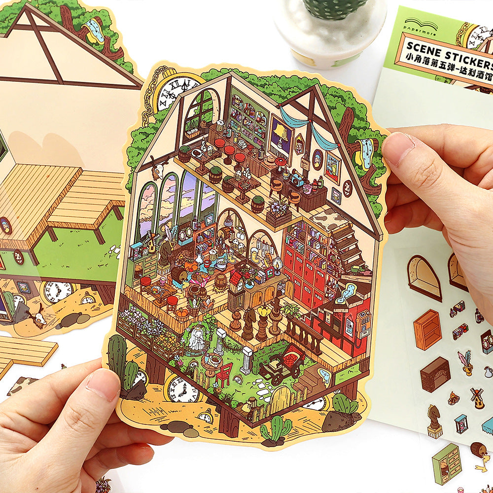 Miniature Corner Scenery Stickers 5 Creative Journal DIY Scene Stress Relief Collage