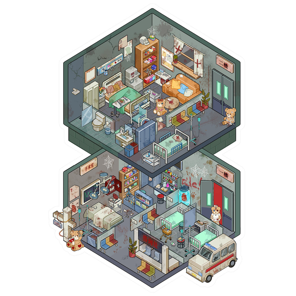 Large Scene Stickers 3D Micro Horrorr 72.0  Scene Stickers DIY Stress Relief Journal Stickers